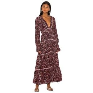 FREE PEOPLE Sz 0 What A Feeling Take A Little Time Midi Maxi Dress Floral Black